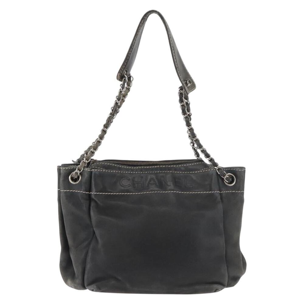 Chanel Lambskin Leather Chain Shoulder Bag Black
